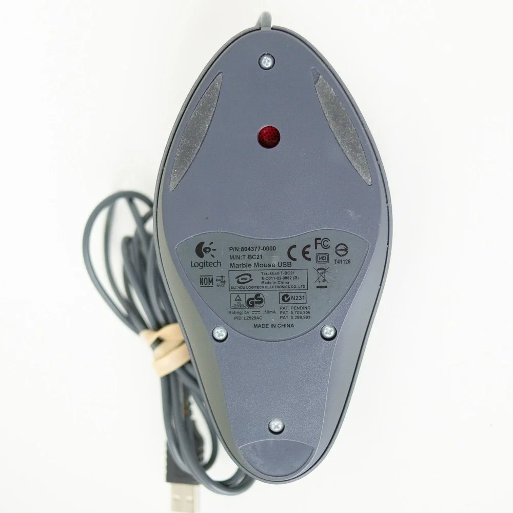 Logitech Trackman Marble Mouse Trackball T-BC21 Grey Red Ambidextrous 804377